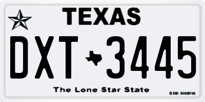 TX license plate DXT3445