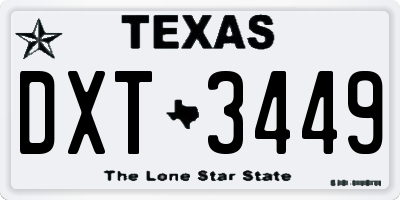 TX license plate DXT3449