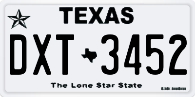 TX license plate DXT3452