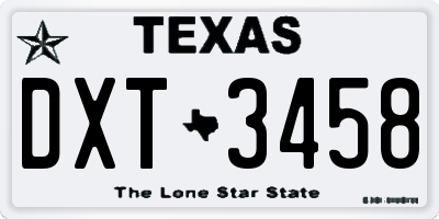 TX license plate DXT3458