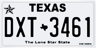 TX license plate DXT3461