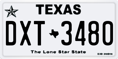TX license plate DXT3480