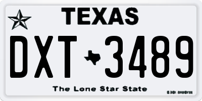TX license plate DXT3489