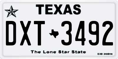 TX license plate DXT3492