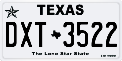 TX license plate DXT3522