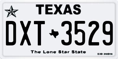TX license plate DXT3529