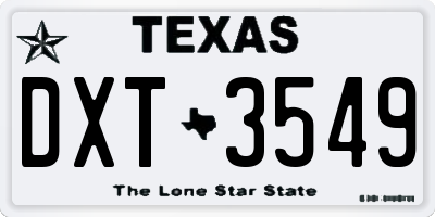 TX license plate DXT3549