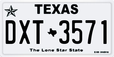 TX license plate DXT3571