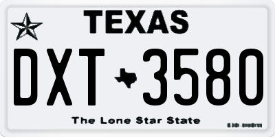 TX license plate DXT3580