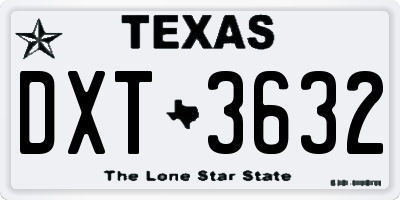 TX license plate DXT3632