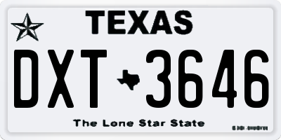 TX license plate DXT3646