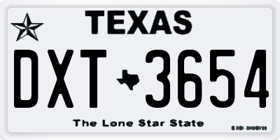 TX license plate DXT3654