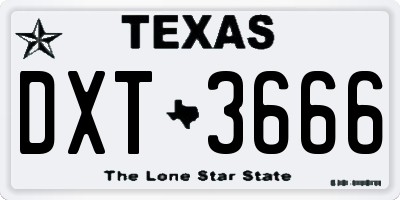 TX license plate DXT3666