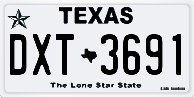 TX license plate DXT3691