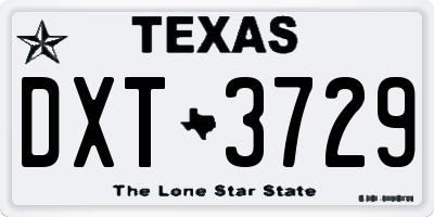 TX license plate DXT3729