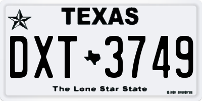 TX license plate DXT3749