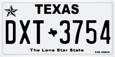 TX license plate DXT3754