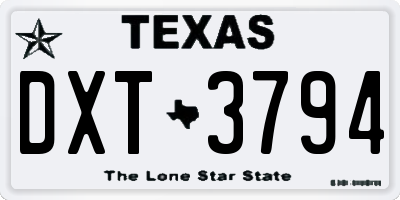 TX license plate DXT3794