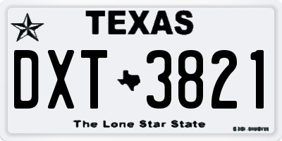 TX license plate DXT3821
