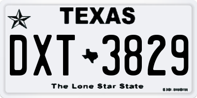 TX license plate DXT3829