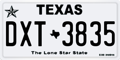 TX license plate DXT3835