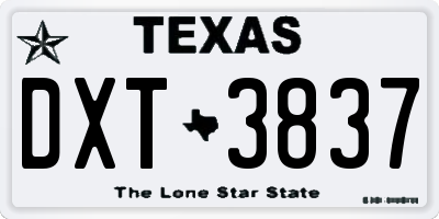 TX license plate DXT3837