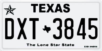 TX license plate DXT3845