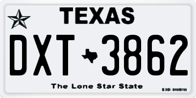 TX license plate DXT3862