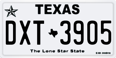 TX license plate DXT3905