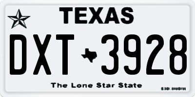 TX license plate DXT3928