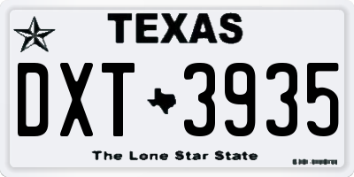 TX license plate DXT3935