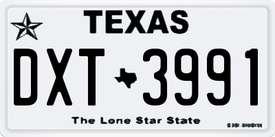 TX license plate DXT3991