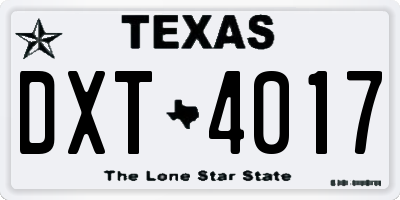 TX license plate DXT4017