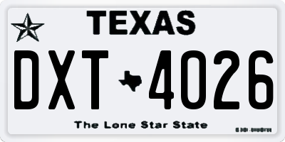 TX license plate DXT4026