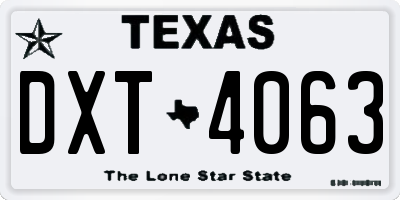 TX license plate DXT4063