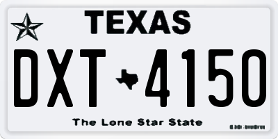 TX license plate DXT4150