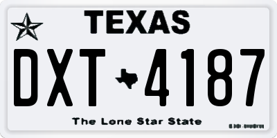 TX license plate DXT4187