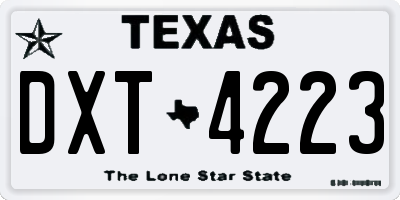 TX license plate DXT4223