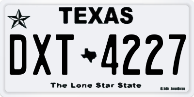 TX license plate DXT4227