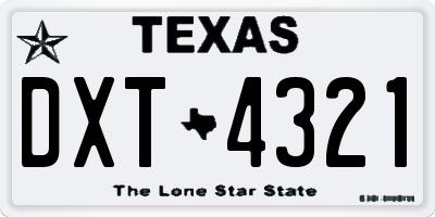 TX license plate DXT4321