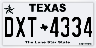 TX license plate DXT4334