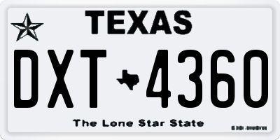 TX license plate DXT4360