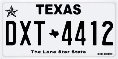 TX license plate DXT4412