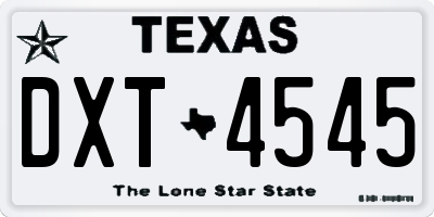 TX license plate DXT4545