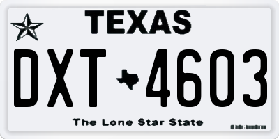 TX license plate DXT4603