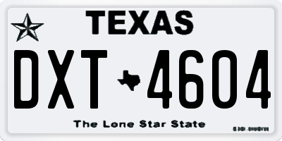 TX license plate DXT4604