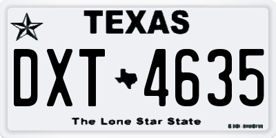 TX license plate DXT4635