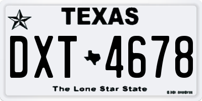 TX license plate DXT4678
