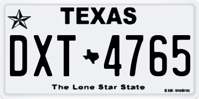 TX license plate DXT4765