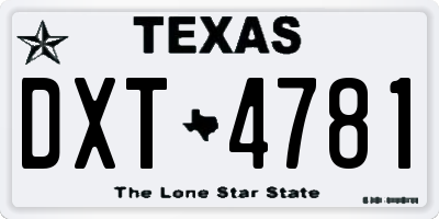 TX license plate DXT4781